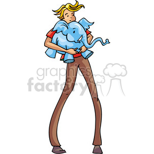 Republican cartoon of a man holding a small elephant clipart. Royalty-free image # 385673