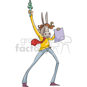 Democrat protester holding a sign with a donkey mask clipart. Commercial use image # 385677