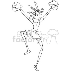 black and white clip art of a Democrat cheerleader