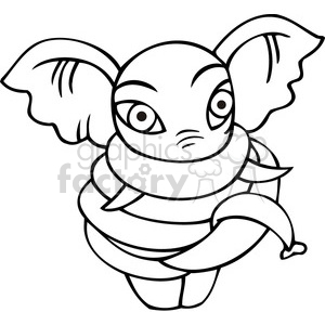 black and white image of a Republican elephant tied up clipart. Commercial use image # 385694