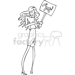 black and white image of a Democratic female clipart. Royalty-free image # 385703