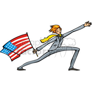 political man holding an American flag clipart. Commercial use image # 385707