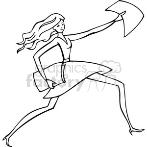 clipart - black and white image of a women passing papers out.