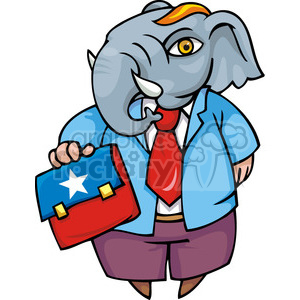 Republican business man wearing a elephant mask clipart. Commercial use image # 385717