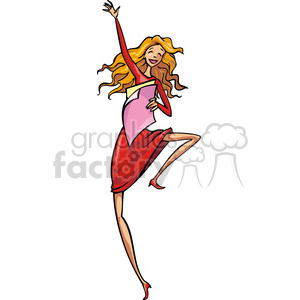 cartoon women holding documents with her hand raised up clipart.
