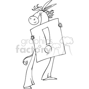 black and white Democratic donkey holding a sign clipart.