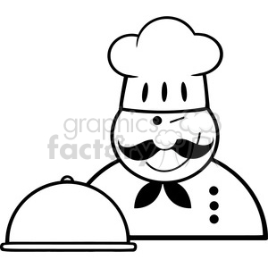 Winked Chef Logo With Platter clipart.