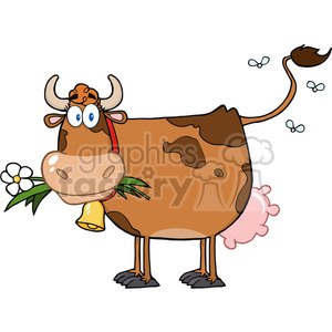 Brown-Dairy-Cow-With-Flower-In-Mouth clipart. Royalty-free image # 386528