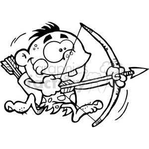 Cave Boy Running With Bow And Arrow clipart. Royalty-free image # 386588