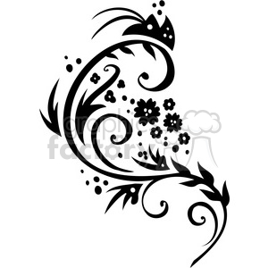 clipart - Chinese swirl floral design 002.