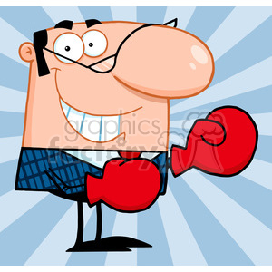 clipart - RF Smiling Business Manager With Boxing Gloves.