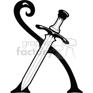 Letter X Sword clipart. Commercial use image # 387753