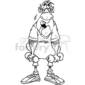 black white cartoon man tired from exercising clipart. Royalty-free image # 387948