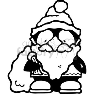 cartoon Christmas penguin black+white santa santa+claus