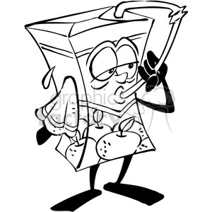 black and white cartoon juice box drinking itself clipart. Royalty-free image # 388231