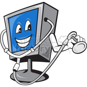cartoon computer technician tech it support help job career repair character employee handy+man