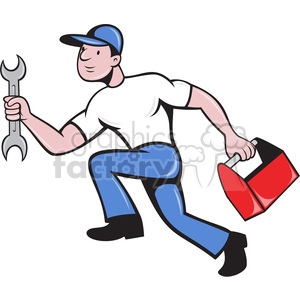 mechanic running with tools clipart. Commercial use image # 388351