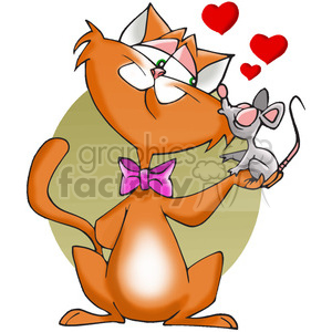 cat mouse Valentines love friends cartoon funny small listening kiss kissing