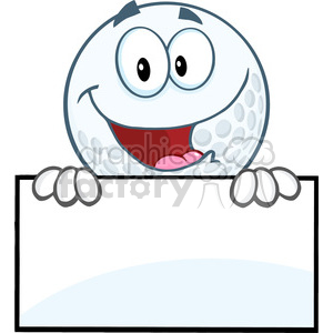 5717 Royalty Free Clip Art Happy Golf Ball Cartoon Character Over Sign clipart. Royalty-free image # 388689