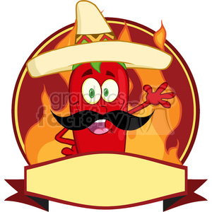 6787 Royalty Free Clip Art Mexican Chili Pepper Cartoon Mascot Logo clipart.