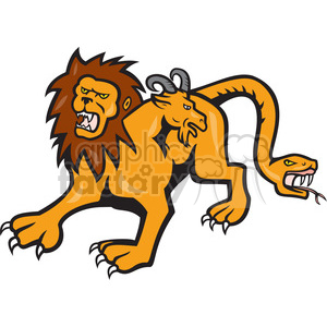 cartoon retro chimera andry lion animal fantasy
