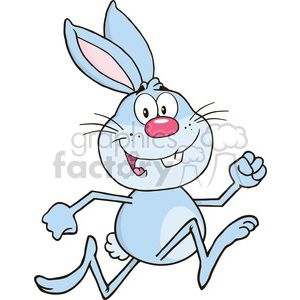 Royalty Free RF Clipart Illustration Smiling Blue Rabbit Cartoon Character Runing clipart. Royalty-free image # 390127