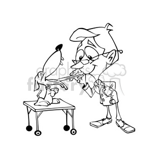 veterinarian checking a dogs tongue outline clipart.