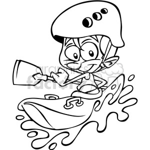 guy kayaking cartoon in black and white clipart. Commercial use image # 391457