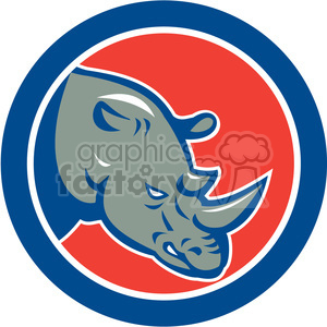 rhino side head in circle shape clipart. Commercial use image # 392413