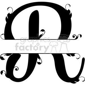 split regal r monogram vector design clipart. Commercial use image # 392847