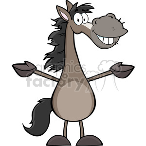 6871_Royalty_Free_Clip_Art_Smiling_Gray_Horse_Cartoon_Mascot_Character_With_Open_Arms clipart.