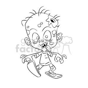zombie child cartoon black white clipart. Commercial use image # 393268