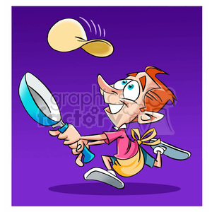 vector cartoon man making pancakes clipart. Commercial use image # 393743