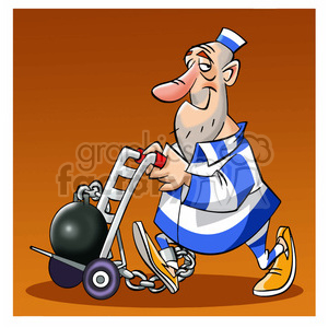 prisoner carrying ball and chain on dolly clipart.