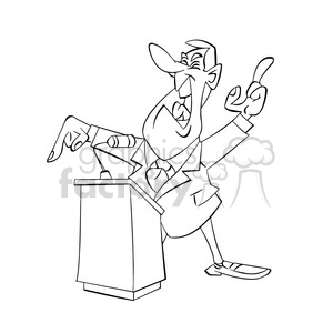 black and white image of politician speaking discurso negro clipart.