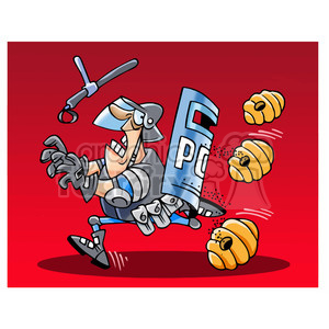 clipart - swat police chased by bees.