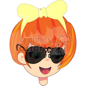 Cartoon Girl sunglasses clipart.
