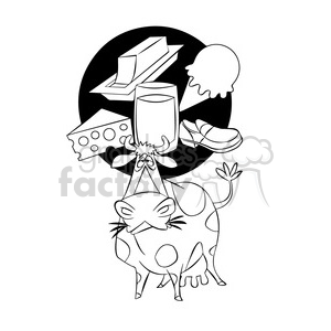cattle thinking about the meaning of life black and white clipart. Royalty-free image # 394694