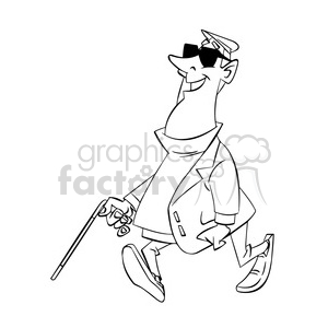 blind guy walking black and white clipart. Commercial use image # 394754