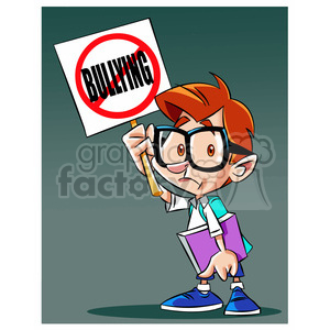 cartoon stop bullying bully kid school education sign child tease