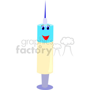 A Happy Face Syringe with Medicine in it clipart.