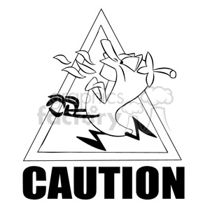 hot chili pepper caution sign black and white clipart.
