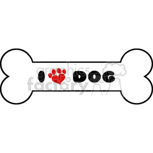 Royalty Free RF Clipart Illustration Dog Bone With Text With Red Love Paw Print Vector Illustration Isolated On White Background clipart. Commercial use image # 395521