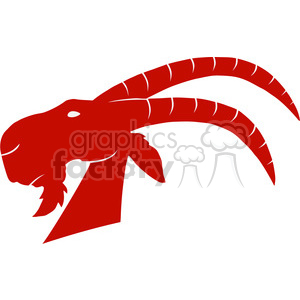 Royalty Free RF Clipart Illustration Red Goat Head Monochrome Vector Illustration Isolated On White Background clipart.