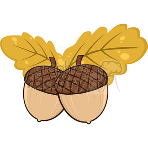 Two Acorn With Oak Leaves Cartoon Illustrations clipart. Commercial use image # 395891