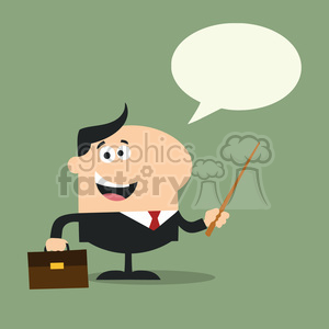 8346 Royalty Free RF Clipart Illustration Manager Holding A Pointer Stick Flat Style Vector Illustration With Speech Bubble clipart. Royalty-free image # 396043