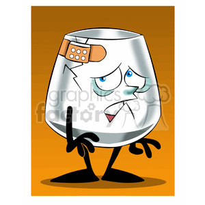 larry the cartoon glass character with crack and band aid clipart. Commercial use image # 397501