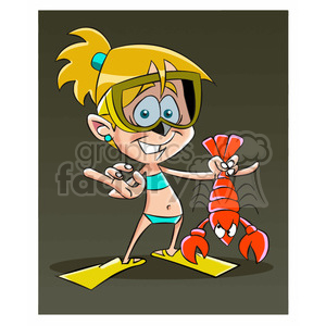 ally the cartoon character holding a lobster clipart.