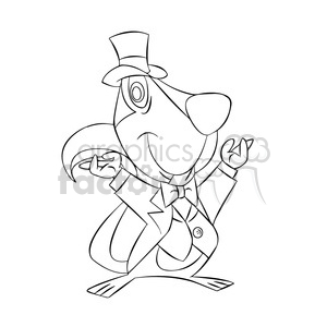 luke the cartoon squirrel wearing a tuxedo black white clipart. Commercial use image # 397571