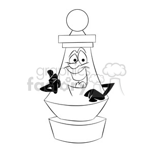 clipart - cartoon chess piece character pawn black white.